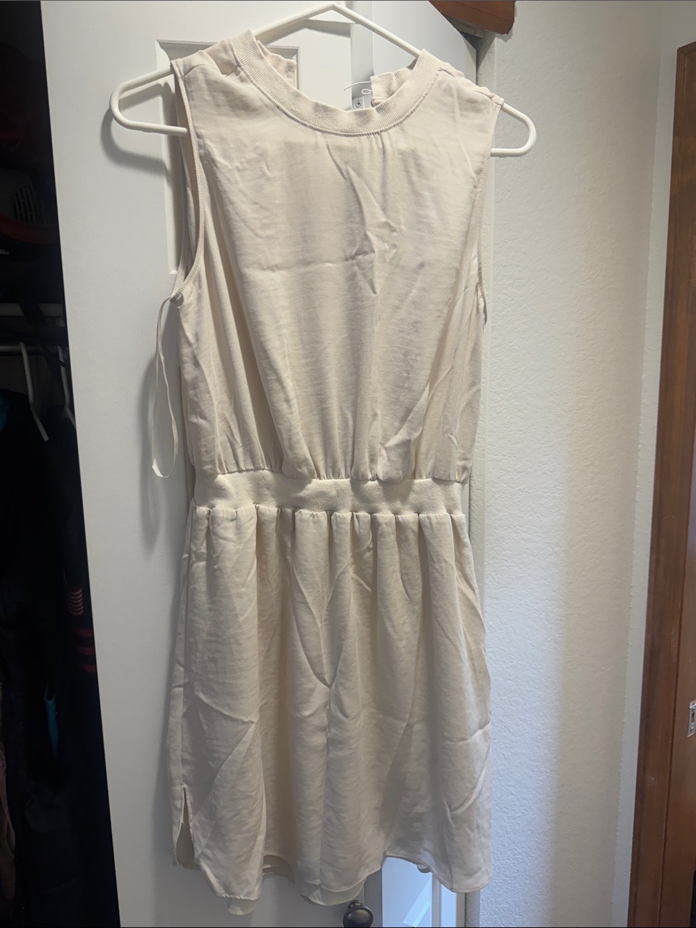 Naked Zebra Cream Sleeveless Casual Dress